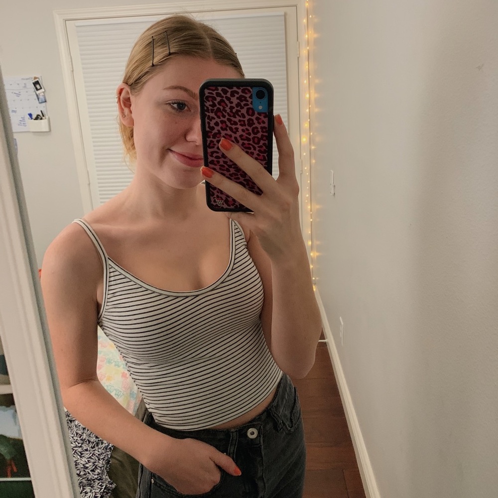 Black/White Striped Tanktop